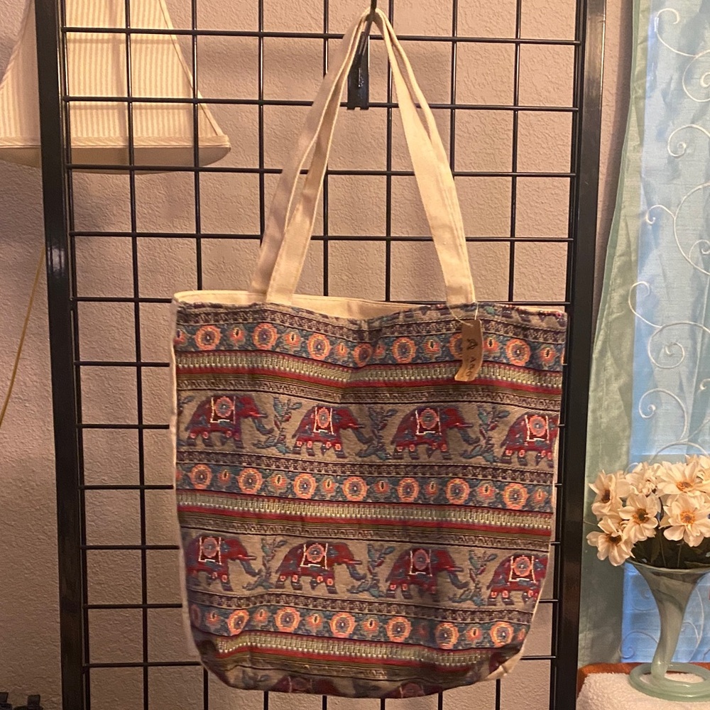 Colorful Elephant Pattern Tote Bag